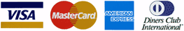 Mastercard, Visacard, American Express, Diners Club